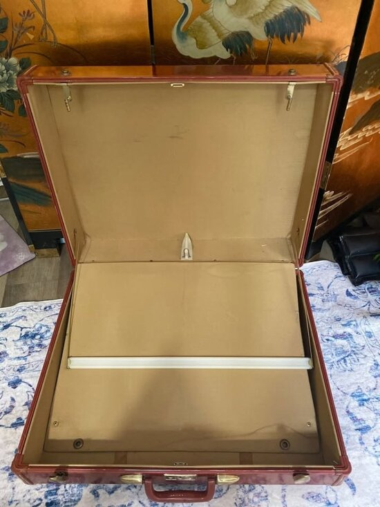 50s Vintage Large Samsonite Streamlite series Suitcase Luggage Leather Saddle - Picture 6 of 8